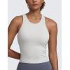 imageCRZ YOGA Seamless Ribbed High Neck Tank Top for Women  Sleeveless Crop Yoga Workout Shirt with Built in BraLight Grey