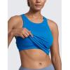 imageCRZ YOGA Seamless Ribbed High Neck Tank Top for Women  Sleeveless Crop Yoga Workout Shirt with Built in BraSparkle Blue