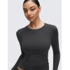 imageCRZ YOGA Softembrace Crewneck Long Sleeve Shirts for Women  Casual Going Out Tops Soft Basic Fitted Tight Fall TShirtsMysterious Grey
