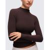 imageCRZ YOGA Softembrace Mock Neck Long Sleeve Shirts for Women  Casual Going Out Comfort Tops Soft Fitted Layer Underwear TeesHot Fudge Brown