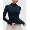 imageCRZ YOGA Softembrace Mock Neck Long Sleeve Shirts for Women  Casual Going Out Comfort Tops Soft Fitted Layer Underwear TeesTrue Navy