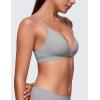 imageCRZ YOGA Softhold Double Lined Triangle Bralette  Womens Adjustable Straps Wireless Cami Plunge TShirt Everyday Bra ComfyRhino Grey
