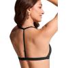 imageCRZ YOGA TBack Triangle Bikini Tops for Women  Padded Sexy V Neck Bathing Swimsuits BraBlack