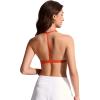 imageCRZ YOGA TBack Triangle Bikini Tops for Women  Padded Sexy V Neck Bathing Swimsuits BraHoney Orange