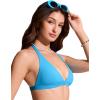 imageCRZ YOGA TBack Triangle Bikini Tops for Women  Padded Sexy V Neck Bathing Swimsuits BraKayak Blue