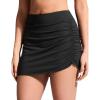 imageCRZ YOGA Asymmetric Side Ruching Swim Skirt for Women  High Waisted Full Coverage Bathing Suit Swimsuit with Inner BriefsBlack