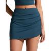 imageCRZ YOGA Asymmetric Side Ruching Swim Skirt for Women  High Waisted Full Coverage Bathing Suit Swimsuit with Inner BriefsInsignia Blue