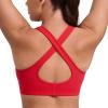 imageCRZ YOGA Butterlift Deep V Neck Sports Bras for Women  Padded Gym Wide Straps CutOut Cross Back Crop Pilates Workout TopAurora Red