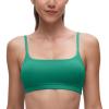 imageCRZ YOGA Butterluxe Adjustable Spaghetti Strap Sports Bras for Women  Scoop Neck Wireless Padded Yoga Workout Crop TopCascadia Green