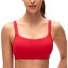 imageCRZ YOGA Butterluxe Adjustable Wide Strap Sports Bras for Women  Square Back Padded Scoop Neck Yoga TopAurora Red
