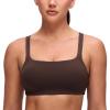 imageCRZ YOGA Butterluxe Adjustable Wide Strap Sports Bras for Women  Square Back Padded Scoop Neck Yoga TopHot Fudge Brown