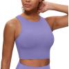 imageCRZ YOGA Butterluxe High Neck Crop Tank Tops for Women  Racerback Padded Longline Sports Bras WorkoutDark Lavender Purple