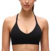 imageCRZ YOGA Butterluxe Low Coverage V Neck Sports Bras for Women  Spaghetti Straps Racerback Padded Yoga TopBlack