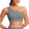 imageCRZ YOGA Butterluxe One Shoulder Sports Bras for Women  Sleeveless One Strap Low Impact Asymmetrical Workout Yoga TopsGrey Sage