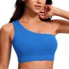imageCRZ YOGA Butterluxe One Shoulder Sports Bras for Women  Sleeveless One Strap Low Impact Asymmetrical Workout Yoga TopsSparkle Blue