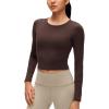imageCRZ YOGA Butterluxe Scoop Neck Long Sleeve Shirts for Women  Workout Athletic Casual Tops Crop Slim Basic Tight ShirtHot Fudge Brown