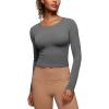 imageCRZ YOGA Butterluxe Scoop Neck Long Sleeve Shirts for Women  Workout Athletic Casual Tops Crop Slim Basic Tight ShirtLava Smoke Grey