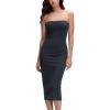 imageCRZ YOGA Butterluxe Tube Top Midi Dress for Women  Bodycon Strapless Off Shoulder Casual Party Outfits with PaddedTrue Navy