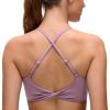 imageCRZ YOGA Butterluxe Twist Cross Back Sports Bras for Women  U Neck Padded Adjustable Spaghetti Straps Yoga TopLight Lavender