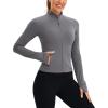 imageCRZ YOGA Butterluxe Waist Length Jackets for Women  Full Zip Athletic Track Tops with Thumb Holes PocketsDark Carbon