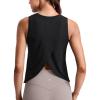imageCRZ YOGA CottonBlend Split Open Back Tank Tops for Women  Workout Athletic Gym Casual Crewneck Sleeveless ShirtsBlack