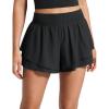 imageCRZ YOGA Drapey Double Ruffles Athletic Shorts for Women 25  High Waisted Flowy Tennis Workout Running Tiered SkortsBlack