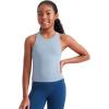 imageCRZ YOGA Girls Butterluxe Double Lined Racerback Tank Tops Waist Length  High Neck Dance Yoga Athletic Casual Kids TeenCambric Blue
