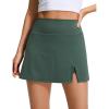 imageCRZ YOGA High Rise Front Slit Golf Skirts for Women  Mini Aline Tennis Casual Skort with Builtin Shorts Side PocketsDark Forest Green