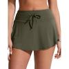 imageCRZ YOGA High Waisted Skirty Board Shorts for Women  Flowy Overlay Swim Skorts Bathing Suit Bottoms with Brief LinerDark Olive