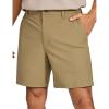 imageCRZ YOGA Mens All Day Comfy Golf Shorts  79 Stretch Lightweight Flat Front for Casual Work with PocketsArtifact Brown