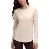 imageCRZ YOGA Pima Cotton Crewneck Long Sleeve Shirts for Women  Workout Athletic Yoga Casual Tops Soft Plain TShirtWhite Opal