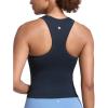 imageCRZ YOGA Seamless Ribbed High Neck Tank Top for Women  Sleeveless Crop Yoga Workout Shirt with Built in BraTrue Navy