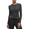 imageCRZ YOGA Softembrace Crewneck Long Sleeve Shirts for Women  Casual Going Out Tops Soft Basic Fitted Tight Fall TShirtsMysterious Grey