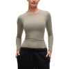 imageCRZ YOGA Softembrace Crewneck Long Sleeve Shirts for Women  Casual Going Out Tops Soft Basic Fitted Tight Fall TShirtsWarm Ash Grey