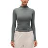 imageCRZ YOGA Softembrace Mock Neck Long Sleeve Shirts for Women  Casual Going Out Comfort Tops Soft Fitted Layer Underwear TeesGrey Sage