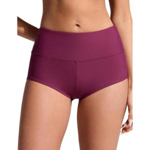 imageCRZ YOGA Boyshort Bikini Bottoms for Women  Mid Waisted Bathing Suit Board Shorts Quick Dry Beach Trunks with LinerFuchsia