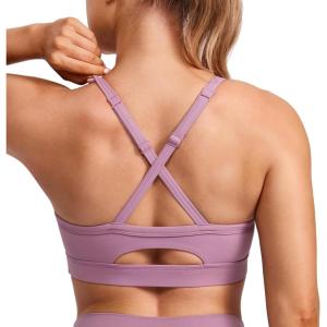 imageCRZ YOGA Butterlift CutOut Cross Back Sports Bras for Women  Adjustable Thin Straps Padded Scoop Neck Pilates Gym TopLight Lavender