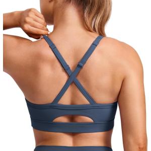 imageCRZ YOGA Butterlift CutOut Cross Back Sports Bras for Women  Adjustable Thin Straps Padded Scoop Neck Pilates Gym TopStelindigo