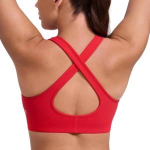 imageCRZ YOGA Butterlift Deep V Neck Sports Bras for Women  Padded Gym Wide Straps CutOut Cross Back Crop Pilates Workout TopAurora Red