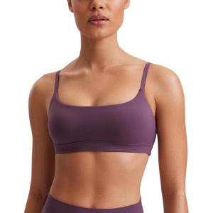 imageCRZ YOGA Butterluxe Adjustable Spaghetti Strap Sports Bras for Women  Scoop Neck Wireless Padded Yoga Workout Crop TopGrape Thistle Purple
