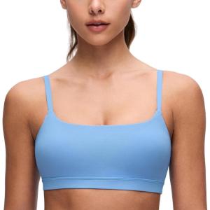 imageCRZ YOGA Butterluxe Adjustable Spaghetti Strap Sports Bras for Women  Scoop Neck Wireless Padded Yoga Workout Crop TopParty Blue