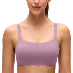 imageCRZ YOGA Butterluxe Adjustable Wide Strap Sports Bras for Women  Square Back Padded Scoop Neck Yoga TopLight Lavender