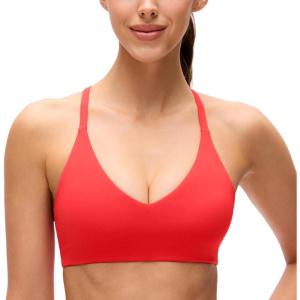 imageCRZ YOGA Butterluxe Low Coverage V Neck Sports Bras for Women  Spaghetti Straps Racerback Padded Yoga TopDeep Red