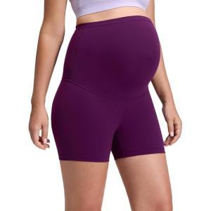 imageCRZ YOGA Butterluxe Maternity Biker Shorts 4  Over The Belly Pregnancy Yoga Workout Womens Activewear Buttery SoftPlum Magenta