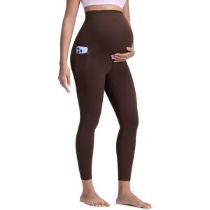 imageCRZ YOGA Butterluxe Maternity Leggings Pockets 25  Soft Workout Active Yoga Pregnancy Womens Pants Over The BellyHot Fudge Brown