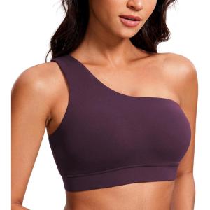 imageCRZ YOGA Butterluxe One Shoulder Sports Bras for Women  Sleeveless One Strap Low Impact Asymmetrical Workout Yoga TopsDeep Purple