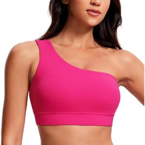 imageCRZ YOGA Butterluxe One Shoulder Sports Bras for Women  Sleeveless One Strap Low Impact Asymmetrical Workout Yoga TopsGranita Pink