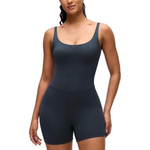 imageCRZ YOGA Butterluxe Soft Double Lined Cami Rompers for Women  Tank Top Sleeveless One Piece Yoga Jumpsuit Bodysuit ShortsTrue Navy