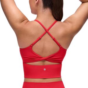 imageCRZ YOGA Butterluxe Twist Cross Back Crop Tank Tops for Women  Padded Adjustable Straps Yoga Longline Sports BrasAurora Red