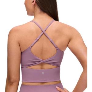imageCRZ YOGA Butterluxe Twist Cross Back Crop Tank Tops for Women  Padded Adjustable Straps Yoga Longline Sports BrasLight Lavender